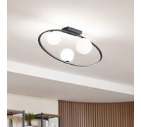 Lucande ceiling light Kulka, 3-bulb, black, glass, G9