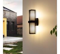 Lucande Outdoor Wall Light Chandan dimmable (Modern) in Black Made of Aluminium (2 Light Sources, E27) from wall lamp for Exterior/Interior Walls House Terrace und Balcony