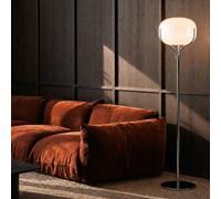 Lucande Christo floor lamp, height 160 cm, chrome/white, glass