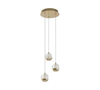 Lucande Clear Glass Pendant Light 'Hayley' with 3 Light Sources for Living Room & Dining Room - Hanging Ceiling Lamp