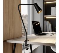 Lucande clip-on light Angelina, black/gold, metal, 47cm