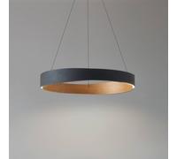 Lucande Daelor LED pendant light, black/wood, CCT, dimmable