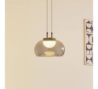 Lucande Dain LED pendant light, 1-bulb, smoke grey, glass