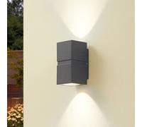 Lucande LED Outdoor Wall Light Gabriela (Modern) in Silver Made of Aluminium (2 Light Sources,) from wall lamp for Exterior/Interior Walls, House Terrace und Balcony