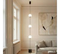 Lucande Darrow LED floor lamp, black/opal, glass, dimmable