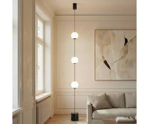 Lucande Darrow LED floor lamp, black/opal, glass, dimmable