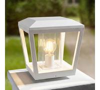Lucande Dunia pillar light, white, metal, 24 cm, E27, IP54