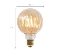 Lucande E27 3.8W LED bulb G95, 2700K, 340lm, grooves amber