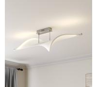 Lucande Edano LED ceiling lamp, 122 cm, white, textile, dimmable