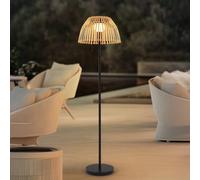 Lucande Eligio LED Solar Floor Lamp, Bamboo, Ø 39 cm, RGB