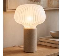 Lucande Eloise table lamp, 42 cm, white, fabric/concrete, E27