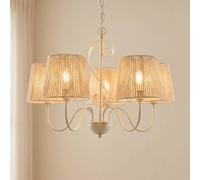 Lucande Eugenia chandelier, 5-bulb, rope, Ø 65 cm, beige