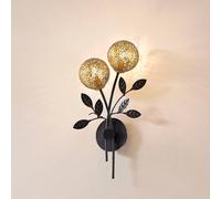 Lucande Evory wall light, 30 cm, 2-bulb, black/gold, G9