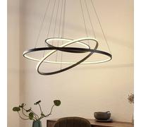 Lucande Ezana LED pendant light, black, metal, Ø 80 cm