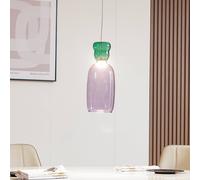 Lucande Fay LED hanging light, purple/dark green, glass, Ø 15 cm