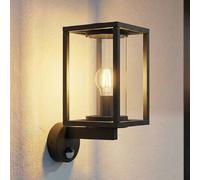 Lucande outdoor wall lamp Ferda, sensor, upright, grey, E27