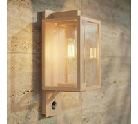 Lucande Ferda outdoor wall light, sensor, bottom-mounted socket, beige
