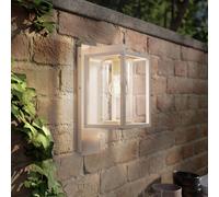 Lucande Ferda outdoor wall light, socket at bottom, beige, IP44