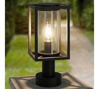 Lucande Modern Black Aluminium Outdoor Pillar Light, 16 cm x 16 cm x 36.6 cm, IP44, E27, 60W, Dimmable, Terrace, Garden, Balcony, Pond, Gateway, Carport, Parking Space, Garage