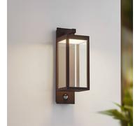 Lucande Ferdinand LED outdoor wall lamp, rust-coloured, with sensor, IP54