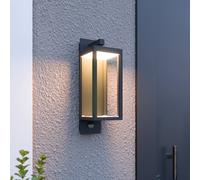 Lucande LED outdoor wall light Ferdinand, sensor, grey, 38 cm