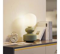 Lucande Fidelo table lamp, white/green, 38 cm, glass, ceramic