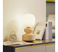 Lucande Fidelo table lamp, white/yellow, 38 cm, glass, ceramic