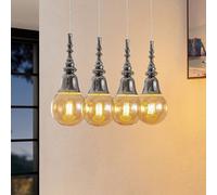 Lucande Gesja pendant lamp, 4-bulb, long, chrome