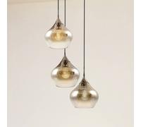 Lucande Jarven 3-bulb pendant light, black, glass