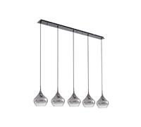 Lucande Jarven Pendant Light (Modern) in Aluminium Made of Glass (5 Bulbs, E27) - Pendant Lamp Dining Table Lamp Pendant Light Living Room Light