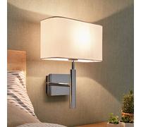 Lucande Wall lamp Jettka with fabric lampshade and switch