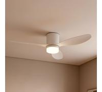 Lucande LED ceiling fan Kayu, white, DC, quiet, Ø 132 cm