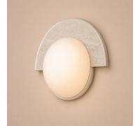 Lucande Larissa LED wall light, 28 cm, beige, travertine glass