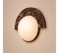 Lucande Larissa LED wall light, 28 cm, grey, marble, glass