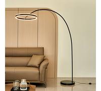 Lucande LED arc lamp Yekta, black, 183 cm, dimmable
