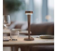 Lucande LED battery-powered candle holder Lea, vase, dark brown, 28 cm