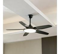 Lucande LED ceiling fan Divian, black, DC, quiet, CCT