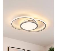 Lucande LED ceiling lamp Senne, 63 cm, silver, aluminium