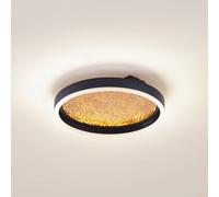 Lucande LED ceiling light Menulis, black/gold, PC, Ø 30 cm