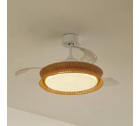 Lucande LED fan Lineta, white, rope, Ø 103 cm, quiet