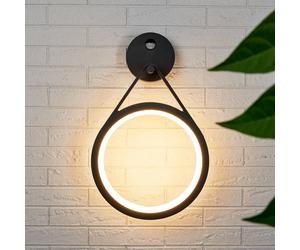 Lucande LED outdoor wall lamp Mirco with sensor, ring