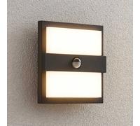 Lucande LED outdoor wall light Gylfi, 20 cm, black, sensor