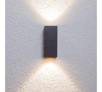 Lucande LED outdoor wall light Tavi, height 15 cm, black