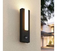 Outdoor Wall Light 'Virgalia' with Motion Detector (Modern) in Black Made of Aluminium (1 Light Source,) from Lucande | Wall lamp for Exterior/Interior Walls, House, Terrace und Balcony