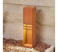 Lucande LED pedestal light Oxido, rust-coloured, height 50 cm, IP44