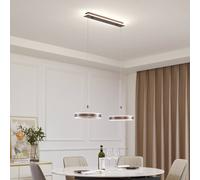 Lucande LED pendant light Kolo, 86 cm, 2-bulb, brown, dimmable