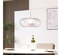 Lucande LED pendant light Orasa, glass, white/clear, Ø 43 cm
