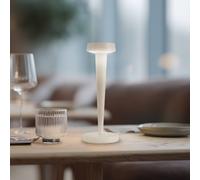 Lucande LED rechargeable candle holder Lea, vase, beige, 28 cm