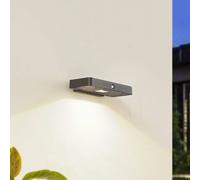 Lucande LED solar wall light Tavon, angular, black, sensor