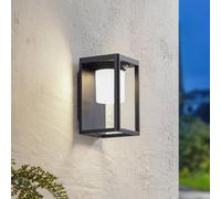 Lucande LED solar wall light Tilena, black, aluminium, sensor